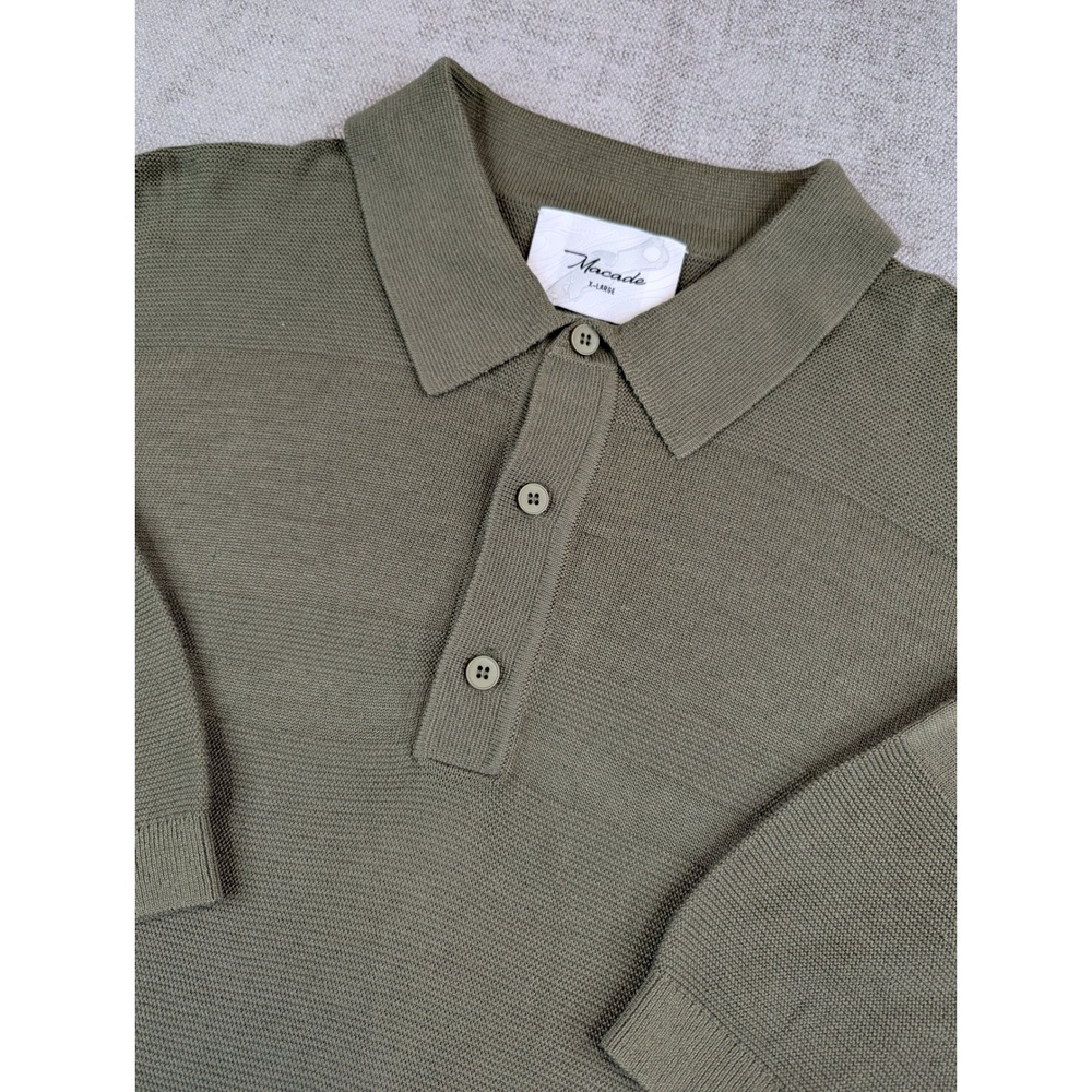 Macade Golf Shirt Men XL Olive Green Walker Prime Knit Polo Textured Stripe Mesh